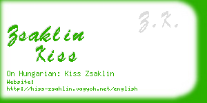zsaklin kiss business card